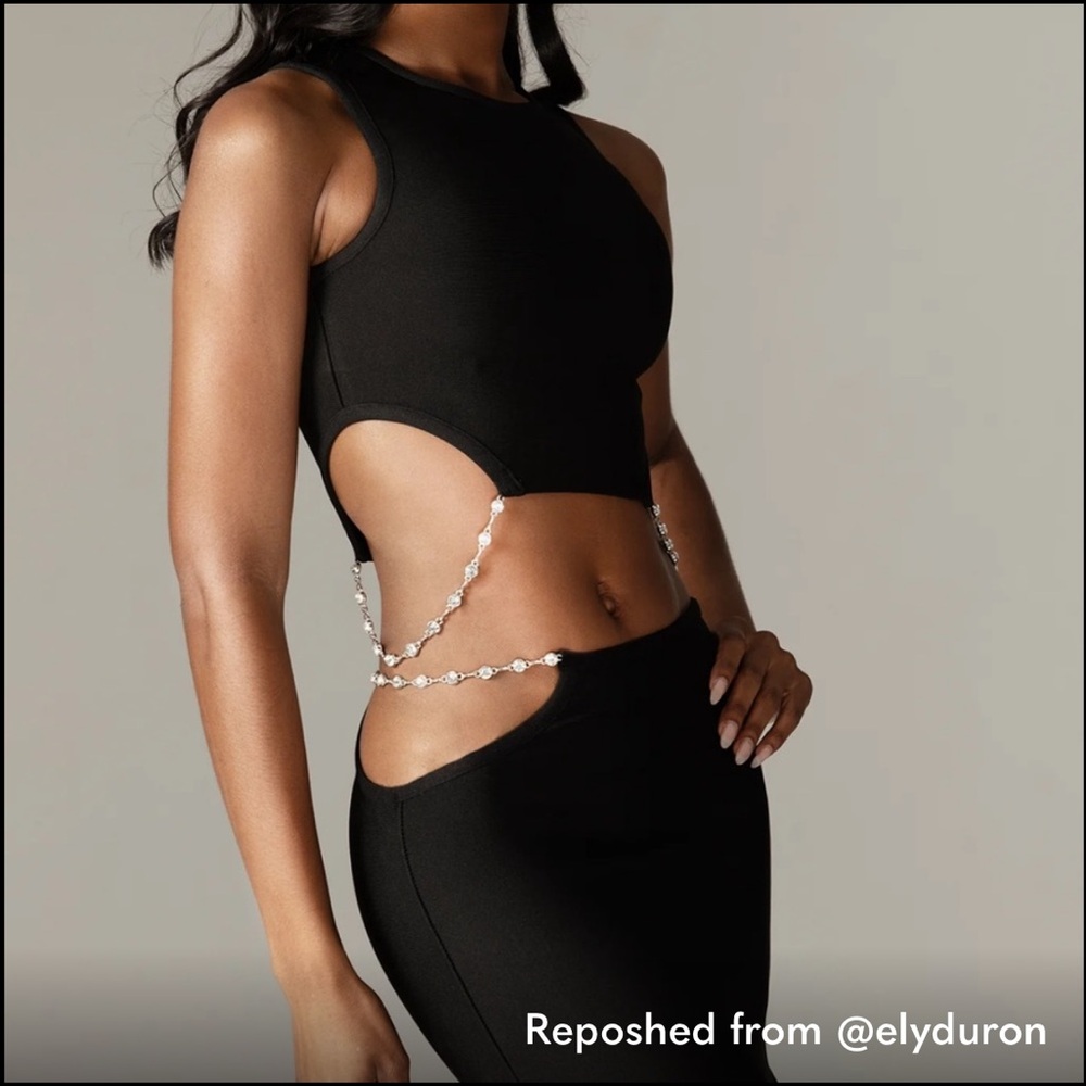 ✨2-Piece Set!: Rhinestone Top & Midi Skirt - Picture 3 of 14